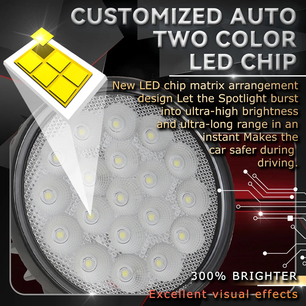LED Light Bar 6000K Spotlight Headlight Bulb Circular LED Work Light flood for Car Truct Boat Atv 4x4 Jeep Off Round