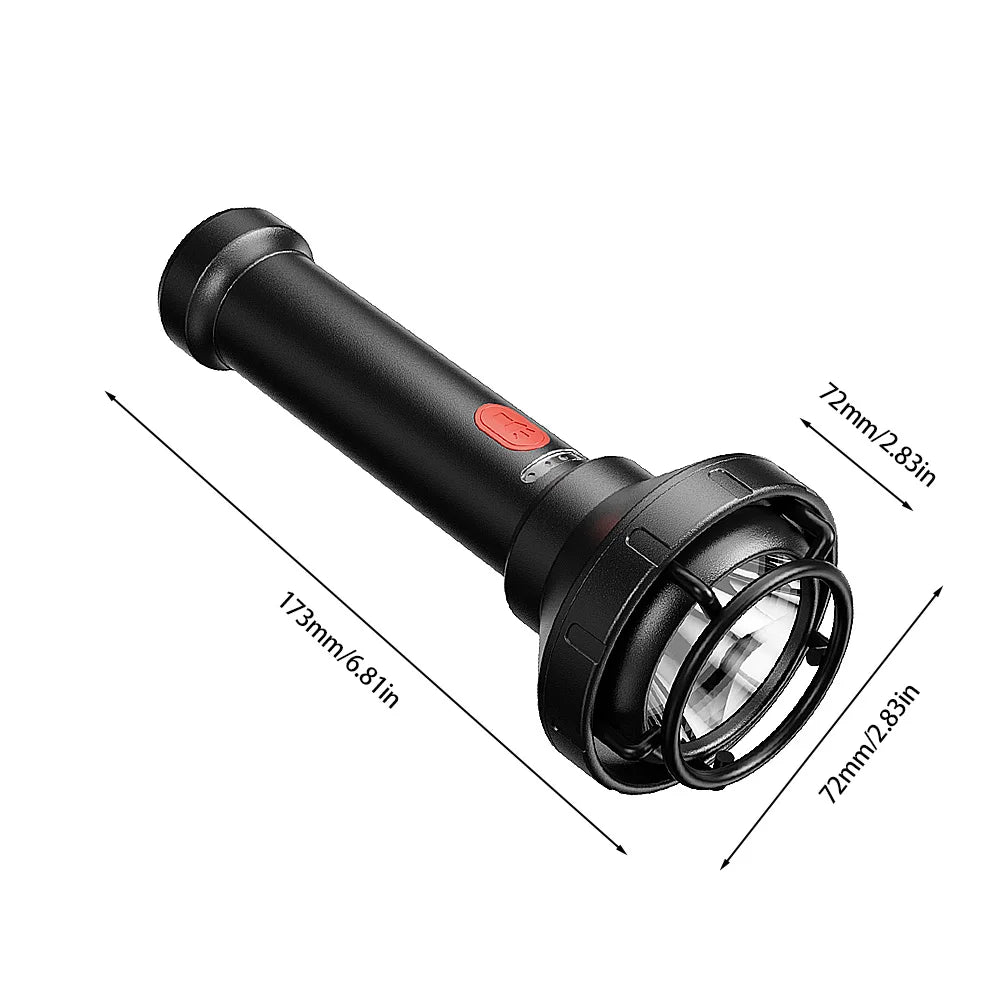 Tactical Camping Lamp with Compass Handheld LED Flashlight USB Charging Super Bright Flashlight Power Display for Power Outages