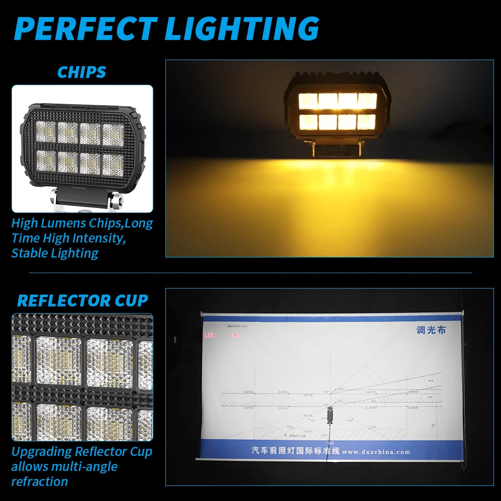 4.5 Inch Black Knight Rectangle Floodlight 9-32V Car Work Light For Jeep Truck Boat Tractor ATV Offroad 4X4 Barra LED Headlight
