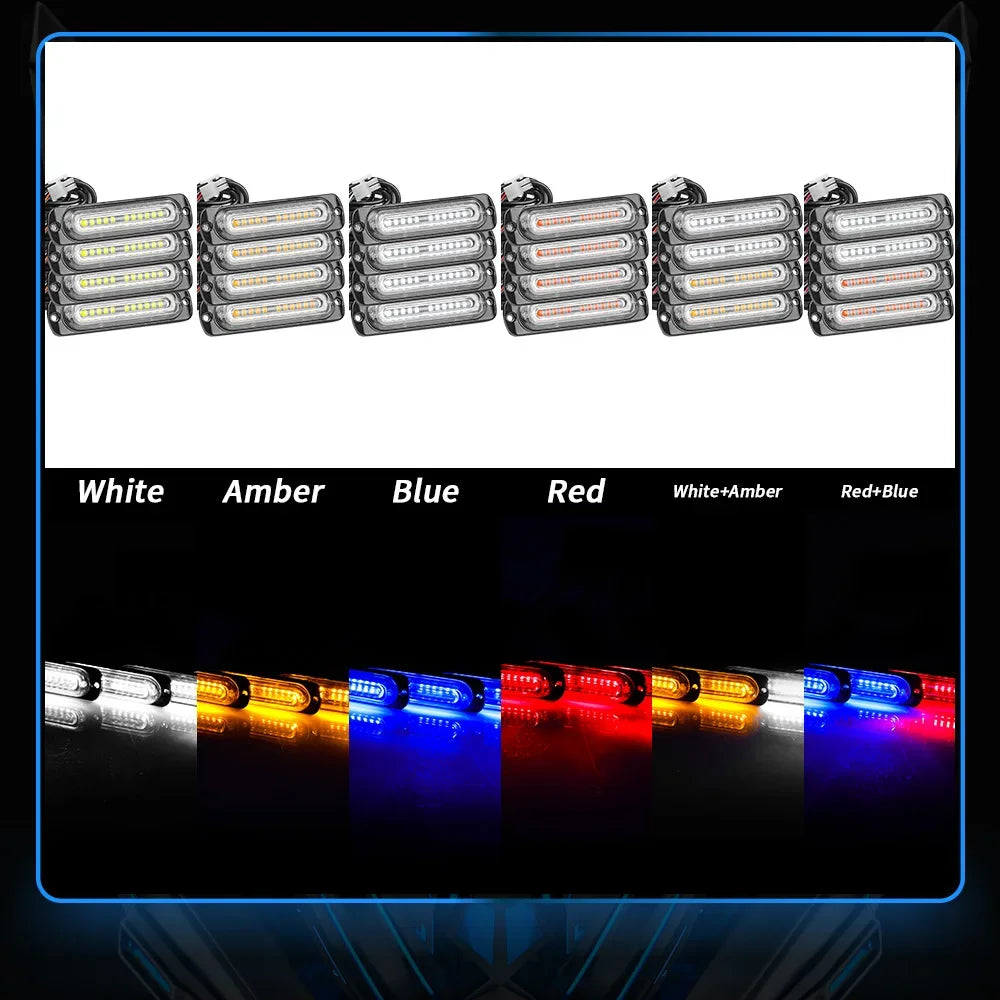 4x Led Harness Control Switch 12SMD Strobe Warning Light Grille Flashing Lightbar Truck Car Beacon Lamp Amber Traffic Light 12V
