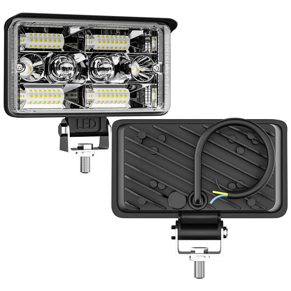 Car Led Work Light Bar Unlimited LED Flood Work Lamp With Amber Ambient Light for Jeep ATV SUV Truck Tractor Boat