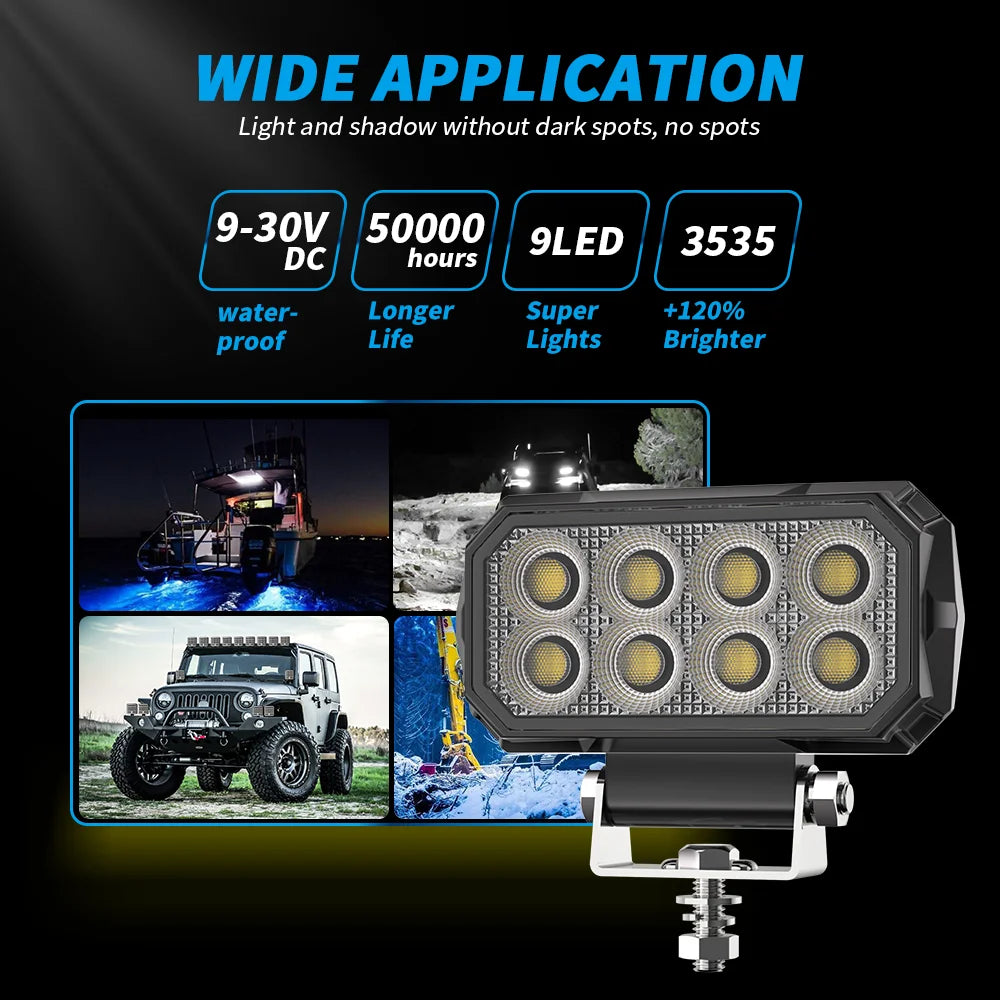 3.5 Inch 32 LED Rectangle Floodlight 9-80V 26W Car Work Light For Jeep Truck Boat Tractor ATV Offroad 4X4 Barra LED Headlight
