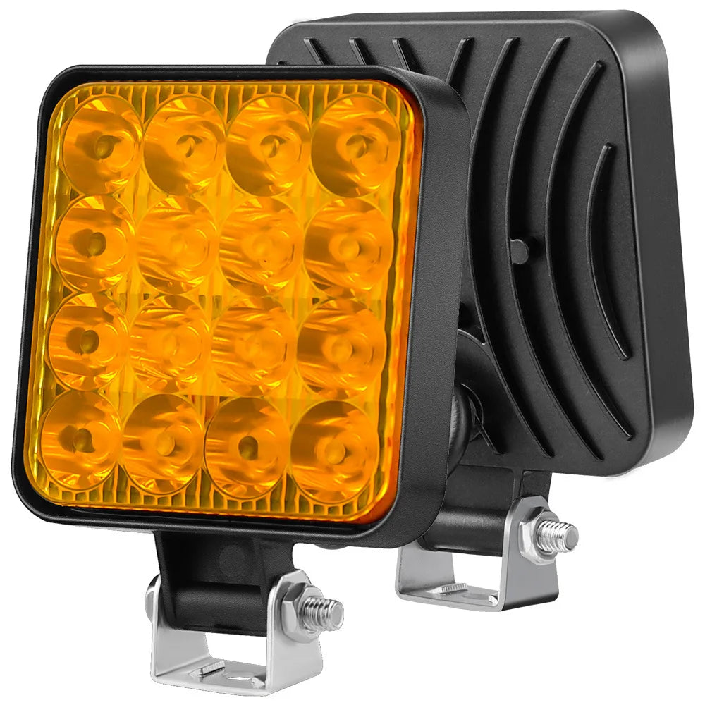 Automobile Led Working Lamp 12V Mini Plastic Square 16 Light 48W Driving Auxiliary Light Modification Headlight