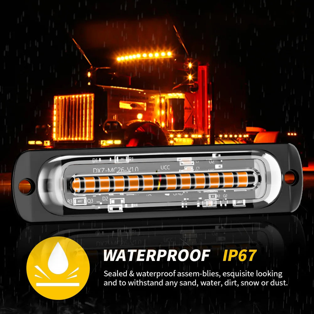 Led Strobe Warning Light Strobe Grille Flashing Lightbar Truck Car Beacon Lamp Amber Traffic Light 12V 24V Car Light Constant