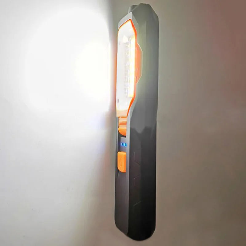 USB Rechargeable LED Flashlight Work Light Lamp LEDs Torch Stand Swivel Hook for Camping Workshop Car Repair Use of Power Bank
