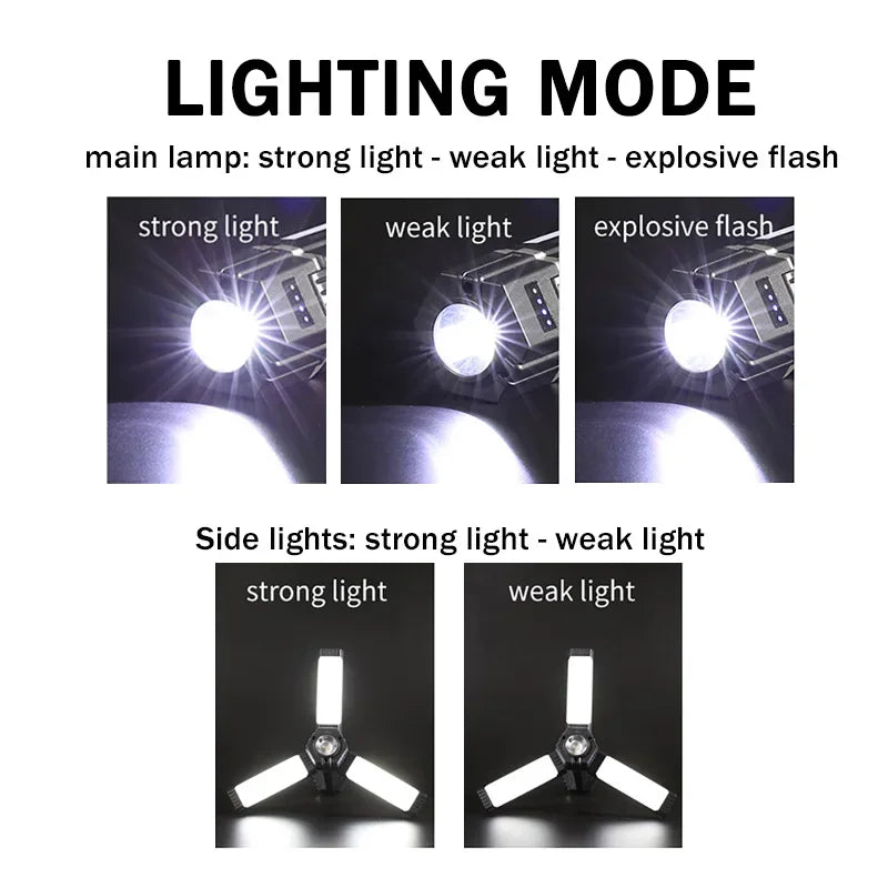 Rechargeable Outdoor Camping Light Tent Lamp Portable Foldable Flashlight Emergency Power Bank Work Floodlight