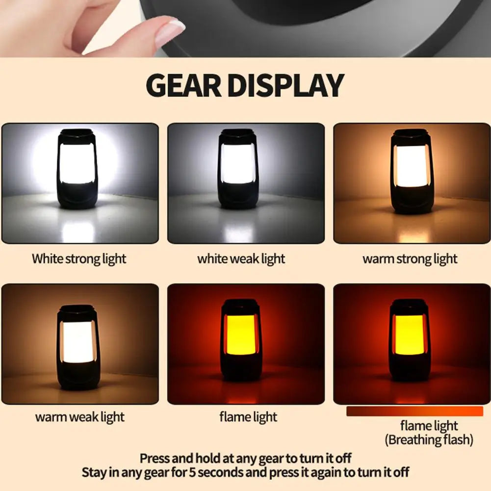 Retro Oil Lantern Shape LED Camping Lamp Build-in 1200mAh Battery Solar Table Lamps with Handle for Outdoor Camping Hiking