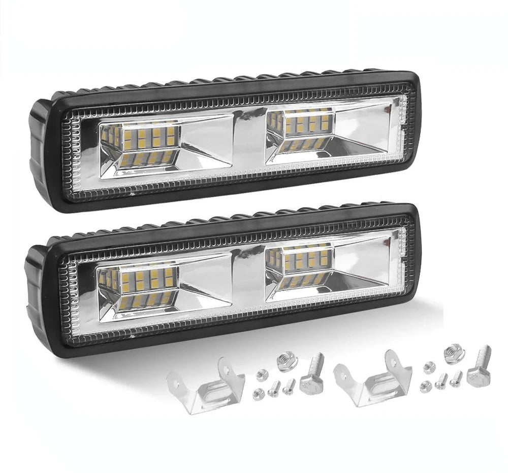 Luz de trabajo LED DRL de 48 W y 6 pulgadas, 12-24 V, foco de inundación para motocicleta, camión, barco, vehículo, remolque, luz de trabajo todoterreno