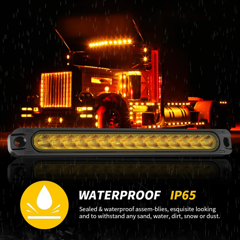 12V/24V 15LED Truck Side Marker Indicator Lights Car Flashing Strobe Lights Yellow White Red Turn Signal Warning Rear Tail Lamp