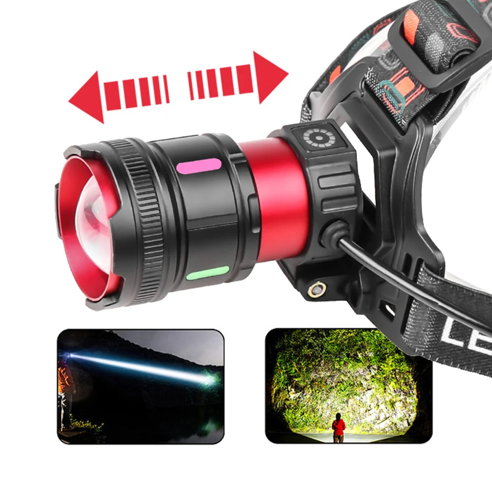 30W LED+COB Outdoor Head Lamp Motion Sensor Powerful Headlight Torch Power Display Camping Head Light for Outdoor Night Fishing