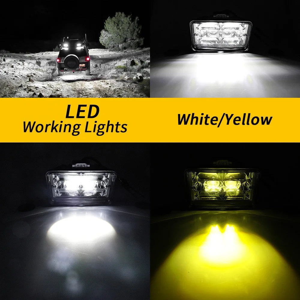 Car Led Work Light Bar Unlimited LED Flood Work Lamp With Amber Ambient Light for Jeep ATV SUV Truck Tractor Boat
