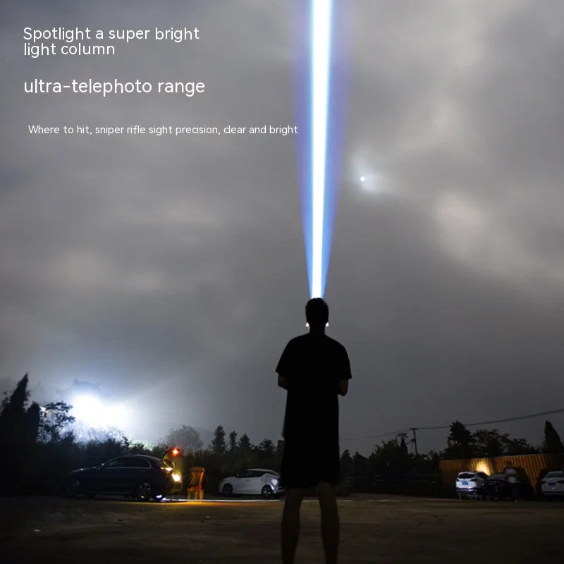 30W White Laser LED Strong Light Long-distance Flashlight Telescopic Zoom Spotlight Digital Display Outdoor Portable Torch