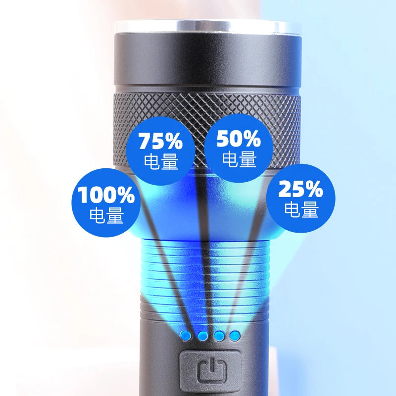 Super Bright XHP70 LED Flashlight 18650/26650 Rechargeable Flashlights Waterproof Torch Tactical Flashlight for Camping Hiking