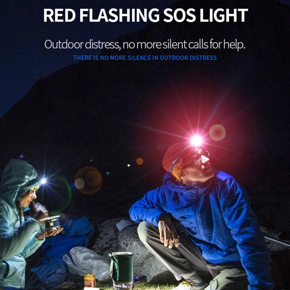 400LM LED Head Torch IPX4 Headlight Waterproof Multifunction Floodlight Motion Sensor 5 Lighting Modes for Outdoor Camping Fishing Running