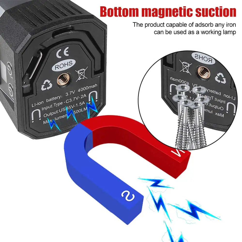 Folding Camping Light Telescopic and Collapsible Night Light COB Mobile Lighting 6000-3000 mAh Magnetic Road Light Flash Light