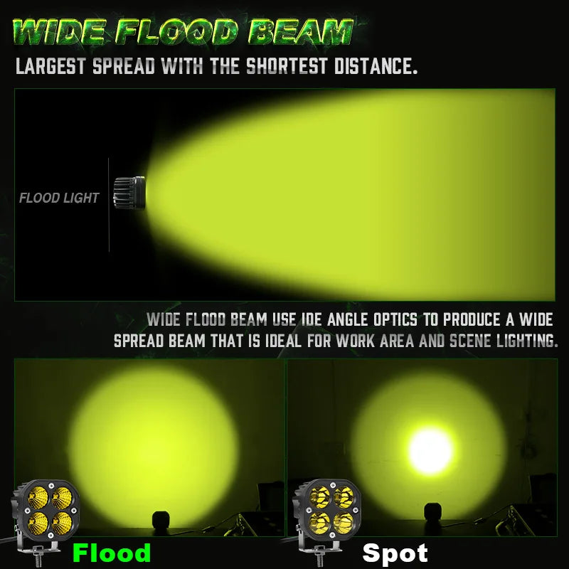 Motorcycle Headlight External Spotlight Auxiliary Lamp Driving Flood Led Bar Fog Lamp for Moto Car Offroad 4x4 ATV Truck 12V 24V