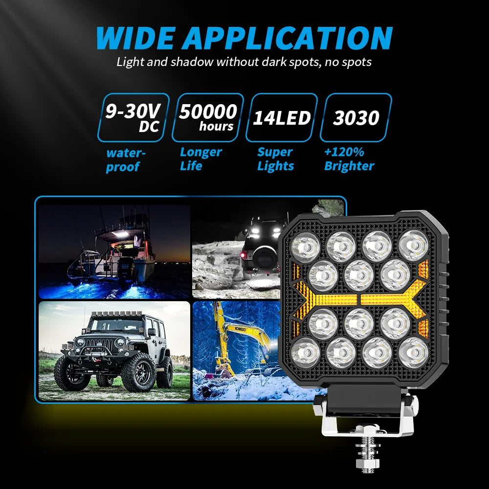 14 LED Worklight 4 Inch 303 Super Bright Worklight Offroad Fog Light For Jeep Truck SUV Boat Working Light 6000K