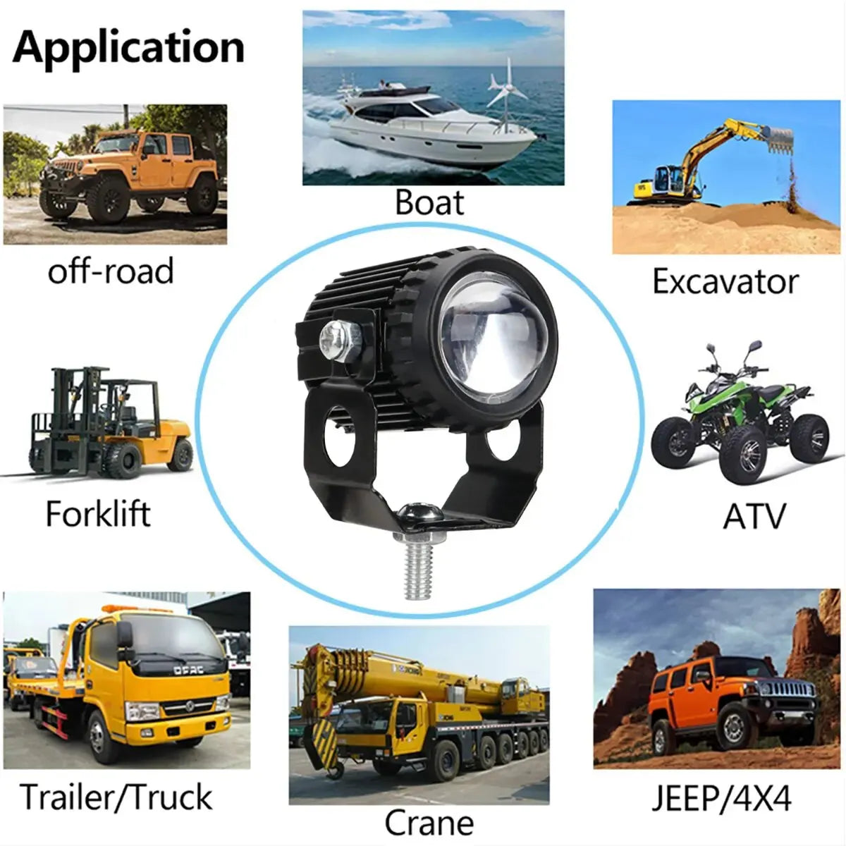 Motorcycle LED Lens Spotlight Dual-color High Low Beam External Headlight Auxiliary Fog Lamp Moto Driving Lamp