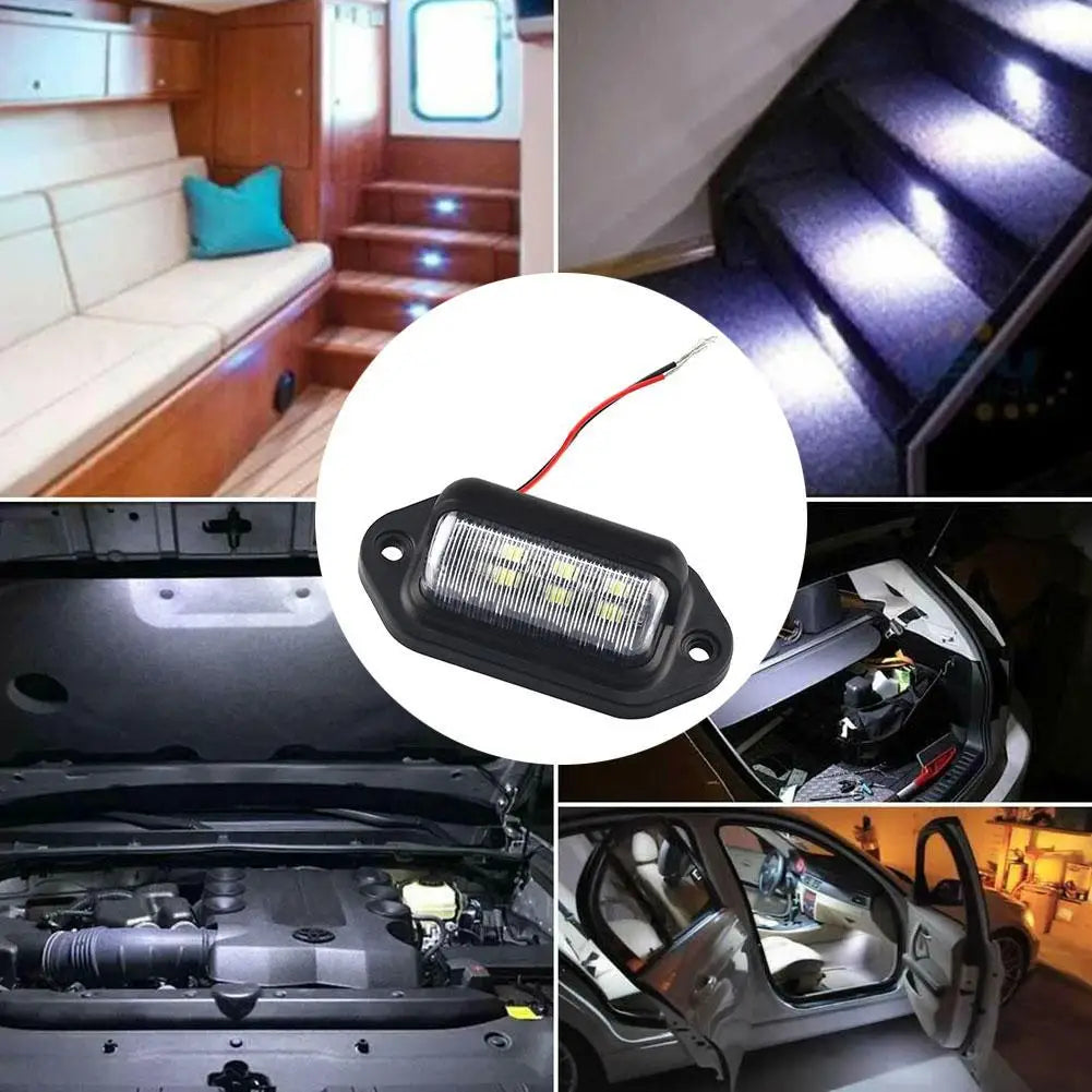 Car Trailer Taillight Side Light 6 LED License Plate Tag Lights Universal Car Plate Light Signal Lamp Car Accessories