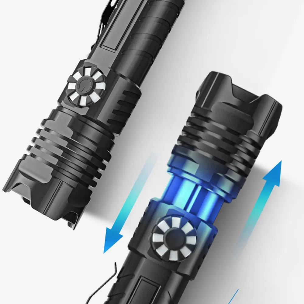 Flashlight High Power Led Torch Light Rechargeable Powerful Black Outdoor Lights 26650 18650 Strong Xhp99 Usb Flashlamp