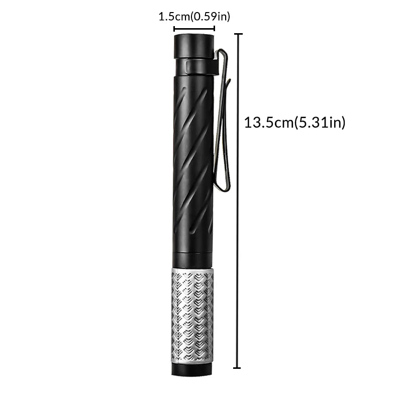 Rechargeable Pen Light Flashlight, 400 Lumens Small Pocket Flashlight with Clip 3-Color Type-C Charging for Inspection Emergency