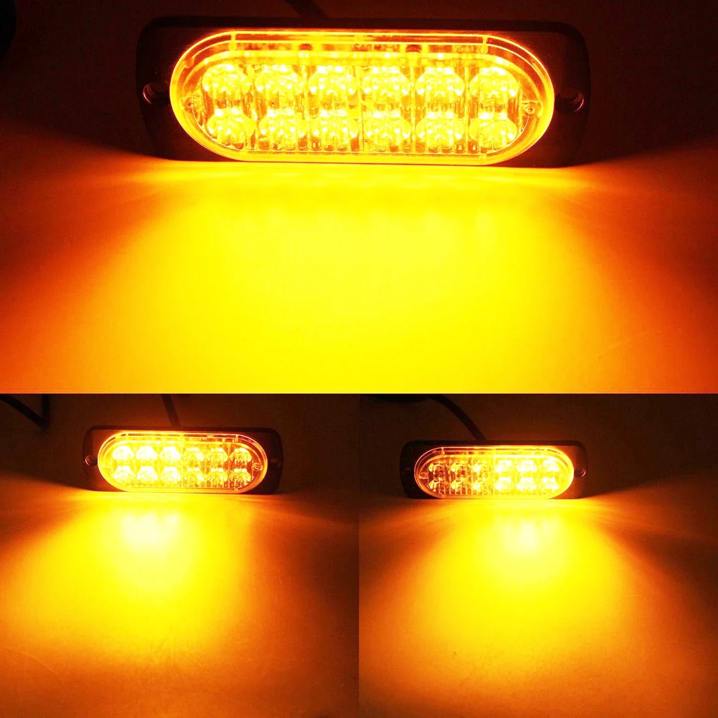 4X 12 LED Kit Wireless Remote Control Car Front Grille Strobe Light Flashing Emergency Lamp Police Warning Flash Signal 12V 24V