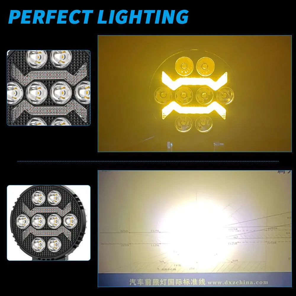 Mini 3inch DRL Round Car LED Work light Bar Spotlight Off-road Driving Lamp for Truck Boat SUV Headlights White Yellow Bulb