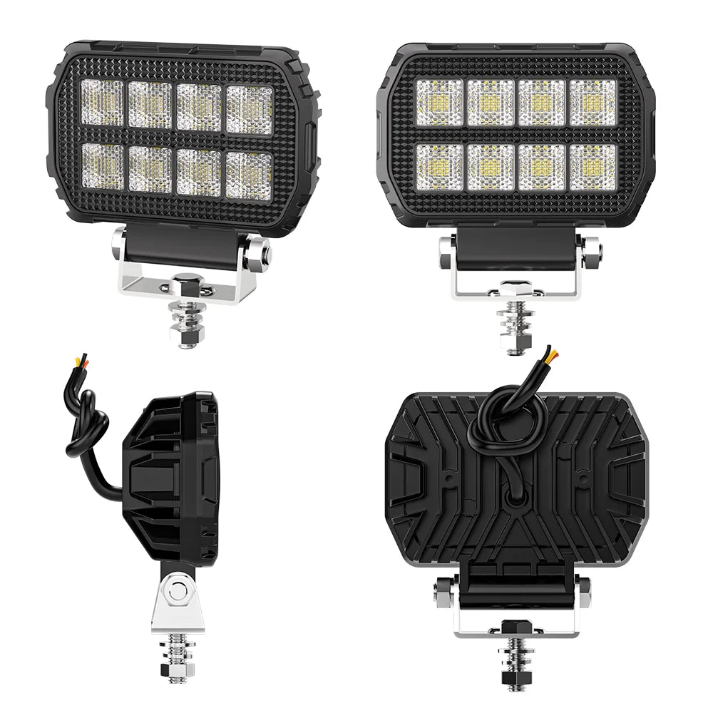 4.5 Inch Black Knight Rectangle Floodlight 9-32V Car Work Light For Jeep Truck Boat Tractor ATV Offroad 4X4 Barra LED Headlight