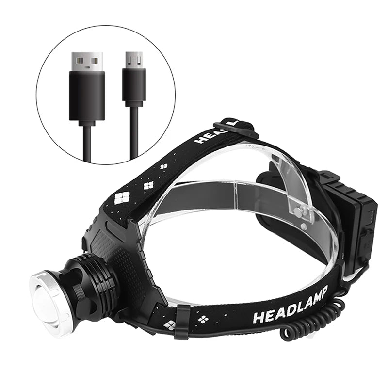 Most Powerful XHP50 LED Headlight headlamp Head Lamp Power Flashlight headlight 18650 battery Best For Camping fishing