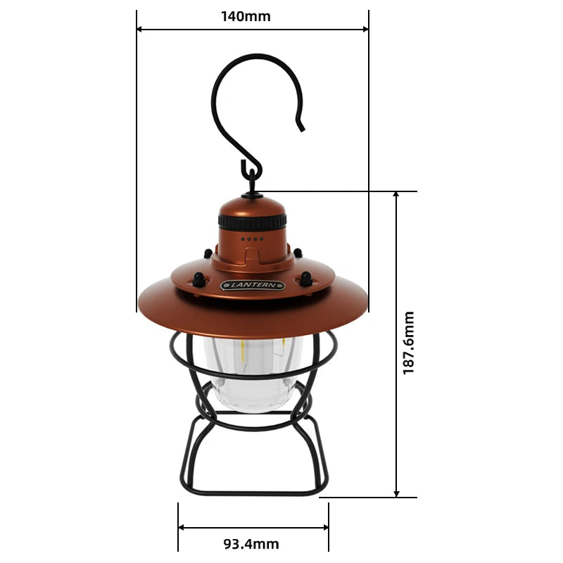 Camping Portable Retro Lantern Vintage Tent Lighting Lantern Decoration Waterproof Outdoor Garden Street Path Lawn Lamp
