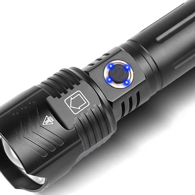 1800LM XHP99 Powerful LED Flashlight XHP90 XHP160 High Power Torch Light Rechargeable Tactical Outdoor Lights 18650 USB Camping