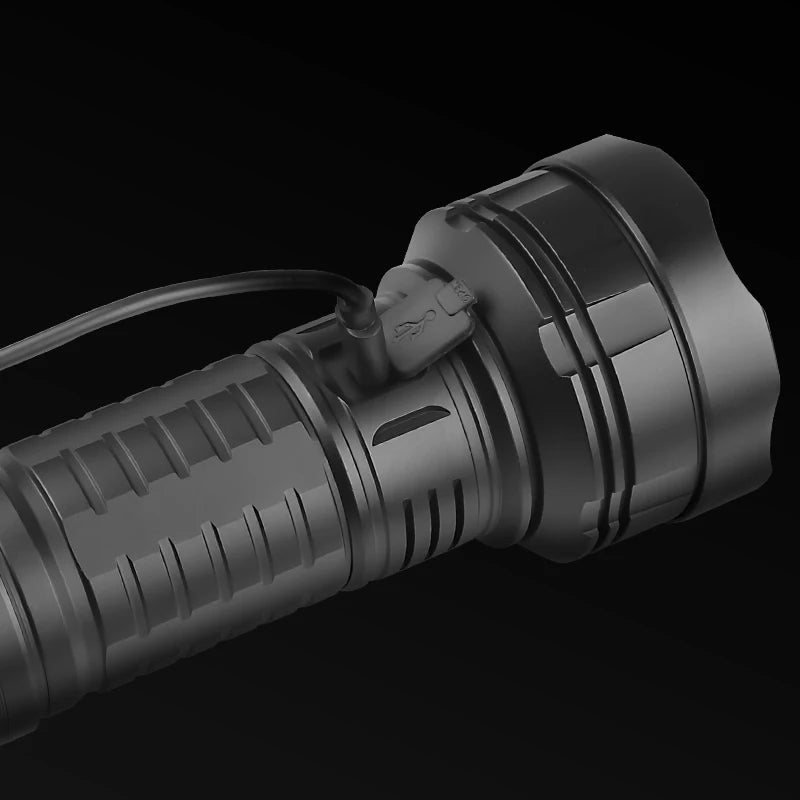 Led Flashlight Powerful White 2000 Meter Zoomable Torch Hard Light Self Defense 18650 26650 Battery Lantern