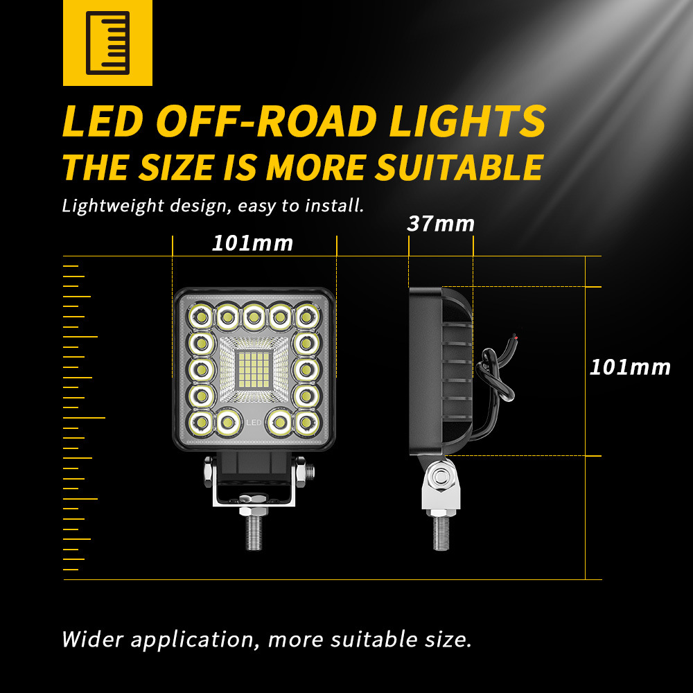 New Car LED Working Light 4Inch Mini Square Floodlight 40LED Engineering Auxiliary Light Off-Road Lights