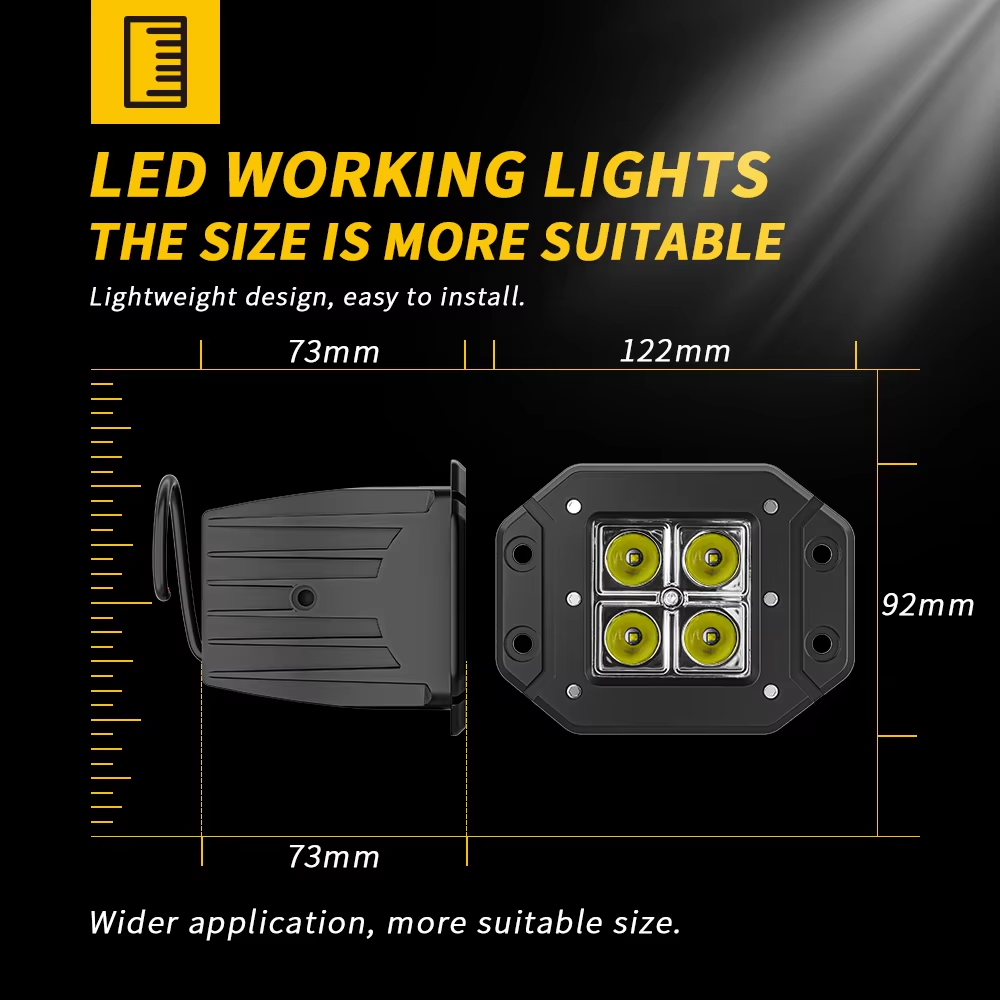 48W 4D Lens 5 inch Flush Mount LED Work Light Pods Amber White Strobeflash Reverse Backup Lamp & Free Wiring Harness Kit