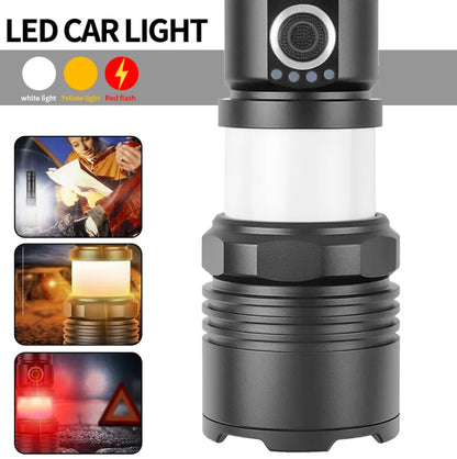 LED Flashlight Rechargeable Zoom Long Range Tactical Torch Light Super Bright Spotlight Camping Fishing Lamp