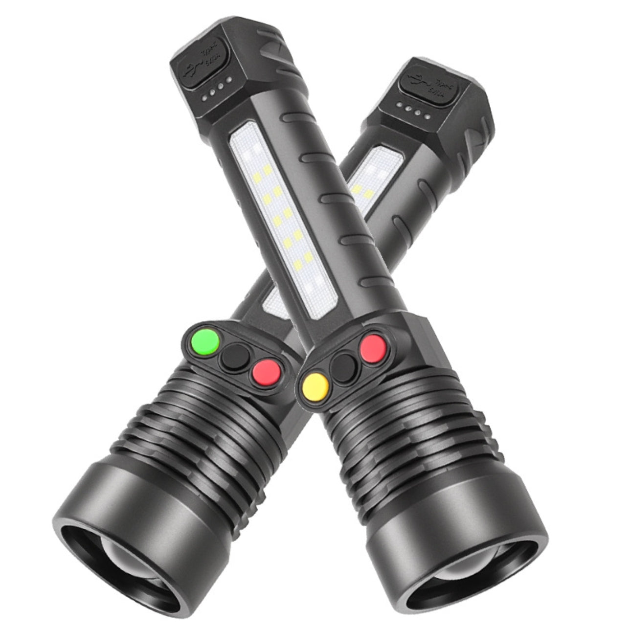 High Power LED Flashlight Multi Light Source White Light Laser Tactical Light Rechargeable Lantern Zoom Outdoor Camping Torch