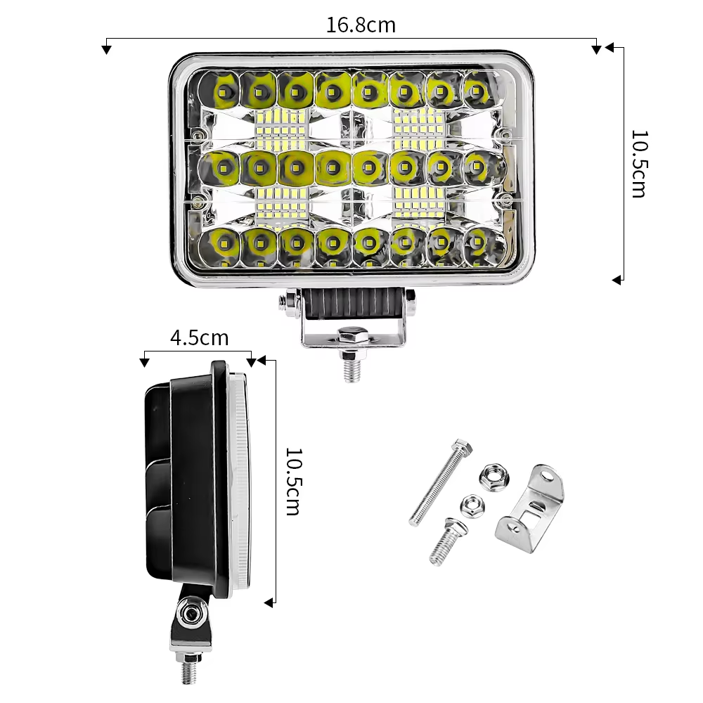 مصباح عمل LED مستطيل 7 بوصات 48SMD عالي ومنخفض الشعاع مقاوم للماء IP67 مصباح أمامي للمركبات الزراعية SUV ATV Boa