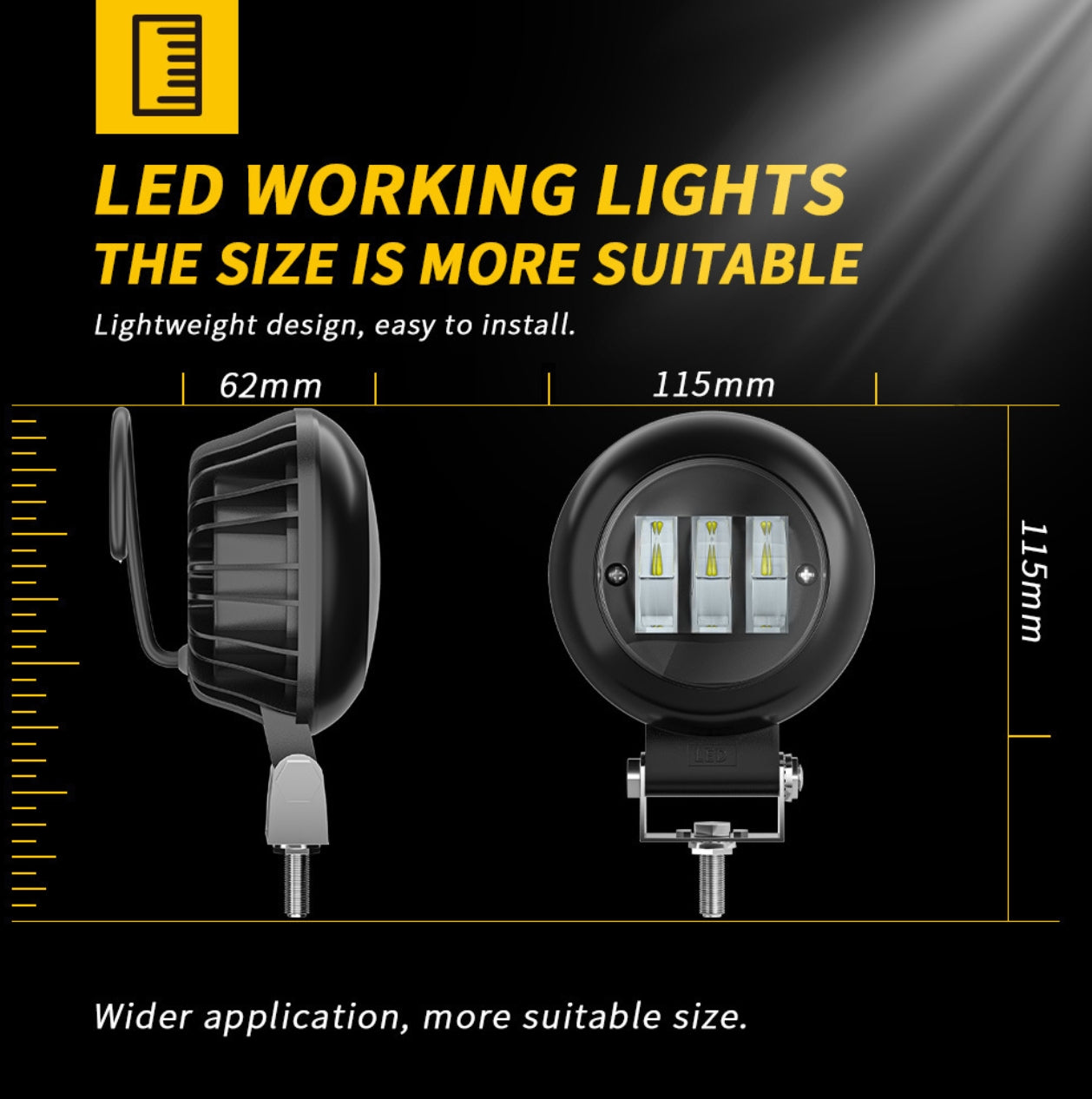 Motorcycle laser gun headlights are 30W fog lights round square in 4X4 for a Jeep SUVs with a UTB pickup truck