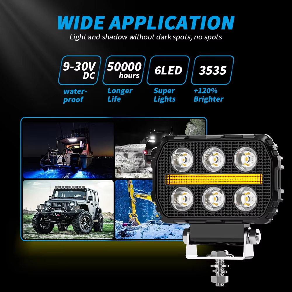 New 4.5Inch Square Driving DRL Spotlight Auxiliary Light WorkLight Led 9-30V Led Work Light For Trucks Car SUV ATC Boat