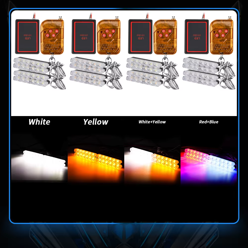 LED Car Grilles Light 6X4LED Wireless Remote Flashing Warning Light fire truck Motorcycle police Emergency Lamp SUV Trailer lamp