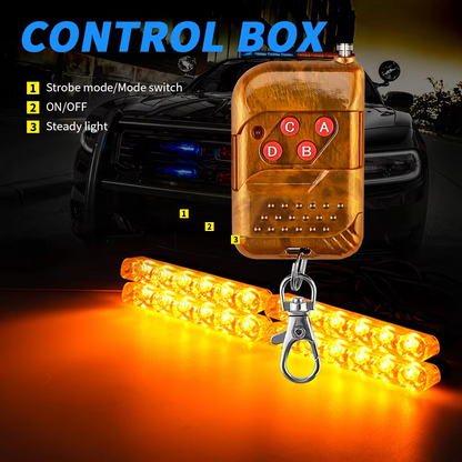 LED Car Grilles Light 6X4LED Wireless Remote Flashing Warning Light fire truck Motorcycle police Emergency Lamp SUV Trailer lamp