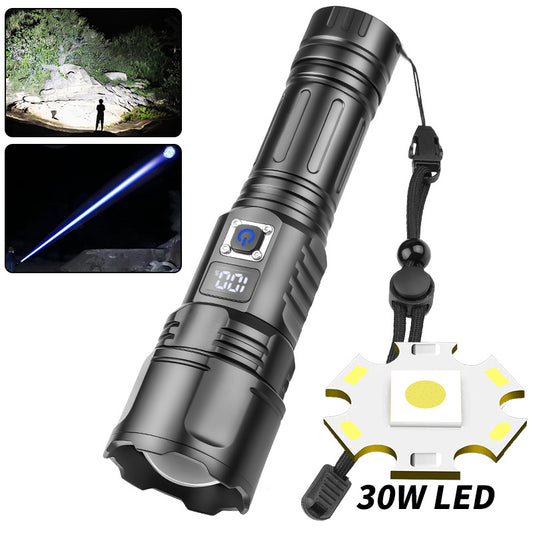 Rechargeable Super Bright Flashlight 5 Modes High Lumens Tactical Flashlight Zoomable LED torch Light and Display