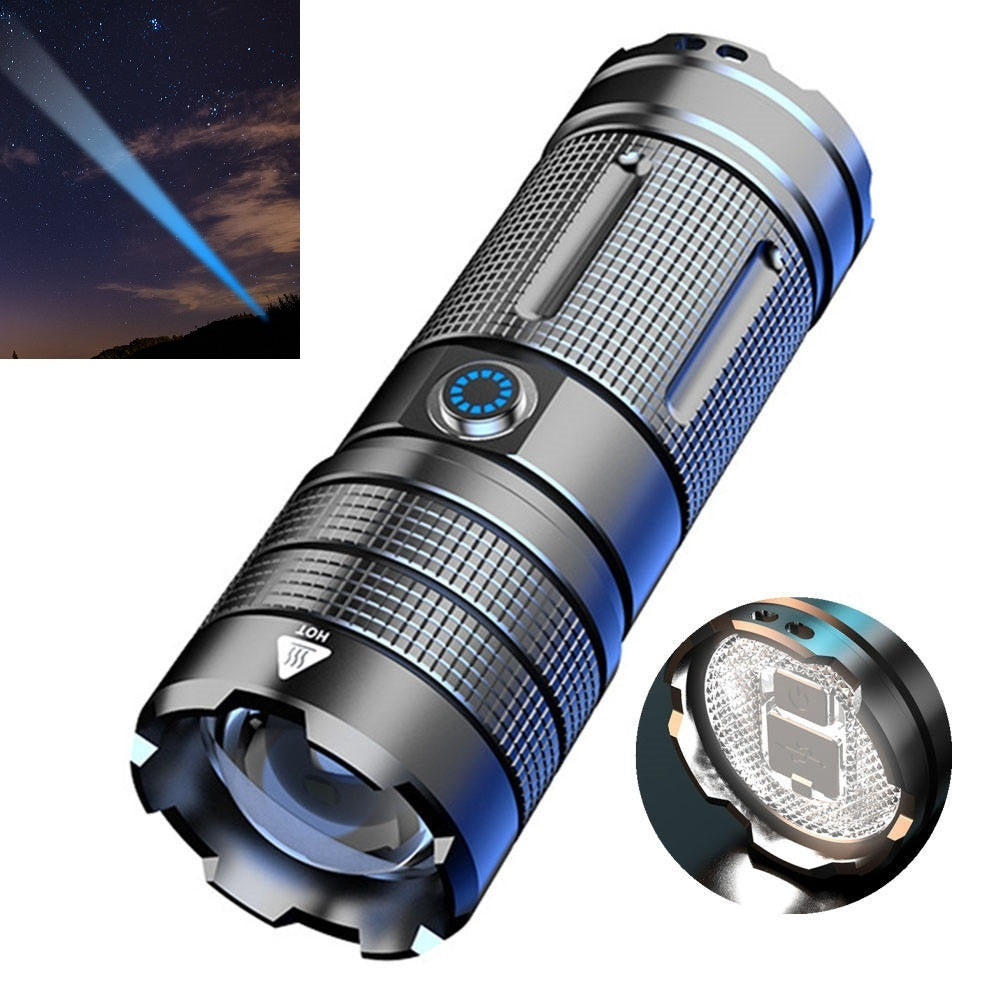 Strong Long-range Outdoor Rechargeable High-power Battery-charged Portable Light Zoom White Laser Super Bright Flashlight HS X3