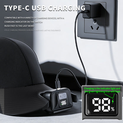 Multifunctional Portable Cap Light XTE+RGB LED Motion Sensor Rechargeable Hat Lamp with Battery Display Headlamp M926