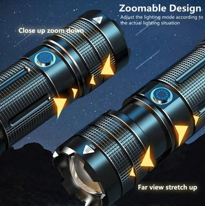 Strong Long-range Outdoor Rechargeable High-power Battery-charged Portable Light Zoom White Laser Super Bright Flashlight HS X3