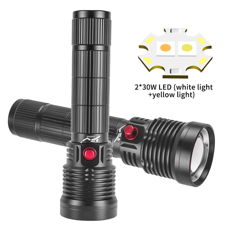 30W LED Press Magnetic Controlled Switch IPX8 Waterproof Amphibious Freediving Scuba Submersible Diving Flashlight Diving Light D300