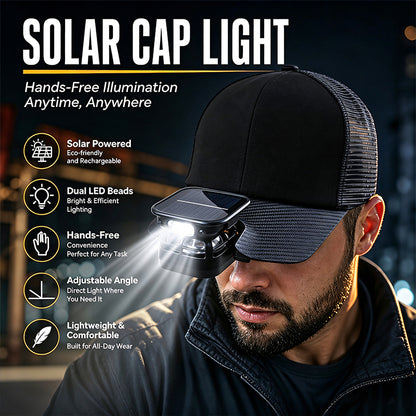 Solar Energy Charge Fan Cap LED Light Hand Wave Sensor IPX4 Waterproof Camping Portable Adjustable Beam Rechargeable Outdoor M5569