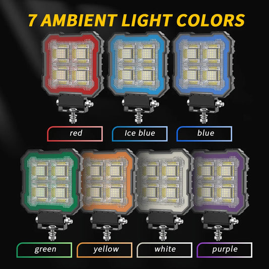 4 Inch Knight Square Floodlight 100LED Car Work Light For Jeep Truck Boat Tractor ATV Offroad 4X4 Barra LED Headlig