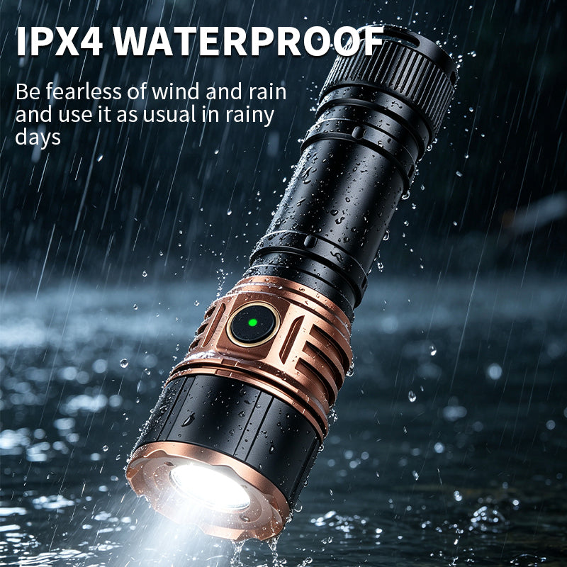 1200LM High Lumens LED Flashlight 30W LED White Flashlight USB Rechargeable Emergency Flashlight for Night Running Camping JC-214