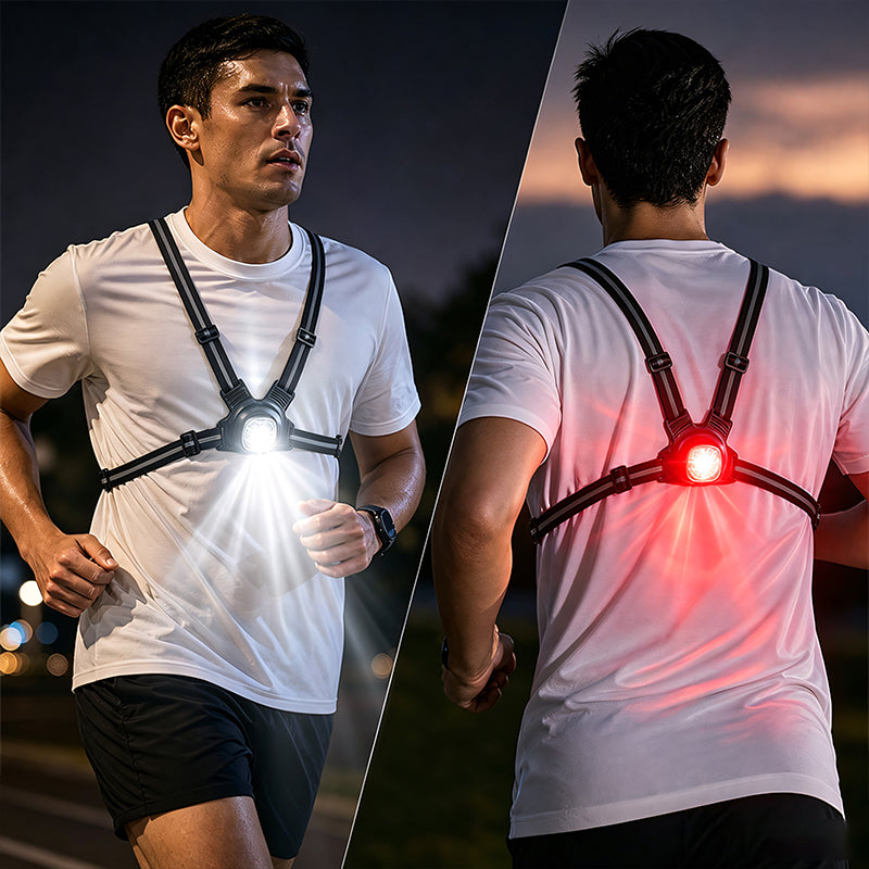 Rechargeable Reflective Vest Headlamp Night Running Light with Memory Function Running Lamp Detachable Rotatable 12h 8517